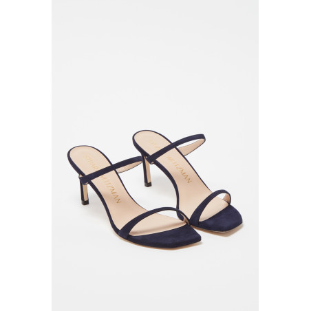 Mules à talons en nubuck Aleena -  Bleu marine  - 02 - 33702173