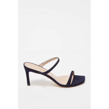 Mules à talons en nubuck Aleena -  Bleu marine  - 02 - 33702173