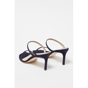 Mules à talons en nubuck Aleena -  Bleu marine  - 02 - 33702173