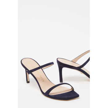 Mules à talons en nubuck Aleena -  Bleu marine  - 02 - 33702173