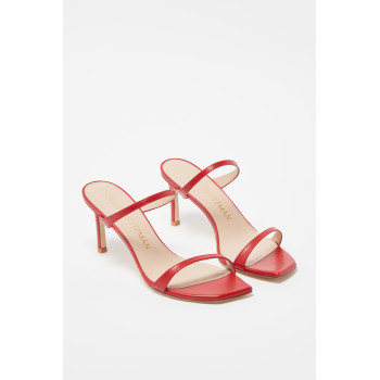 Mules à talons en cuir Aleena - 
Rouge  - 02 - 33702178