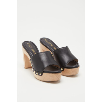 Mules à talons en cuir Pearl Clog - 
Noir  - 02 - 33702180