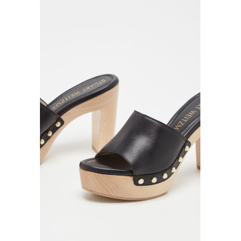 Mules à talons en cuir Pearl Clog - 
Noir  - 02 - 33702180