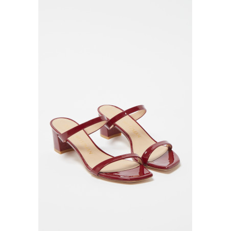 Mules à talons en cuir verni Aleena - 
Rouge  - 02 - 33702185