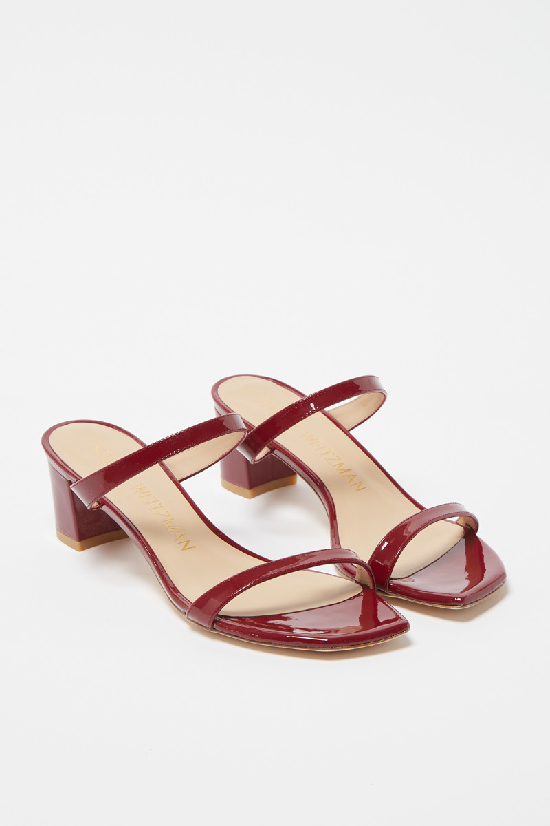 Mules à talons en cuir verni Aleena - 
Rouge  - 02 - 33702185