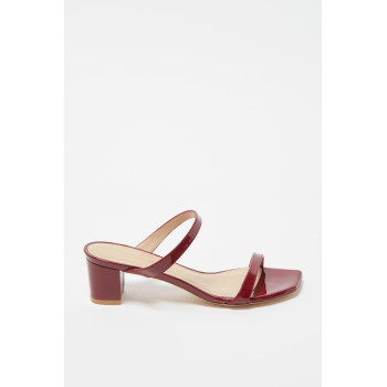 Mules à talons en cuir verni Aleena - 
Rouge  - 02 - 33702185