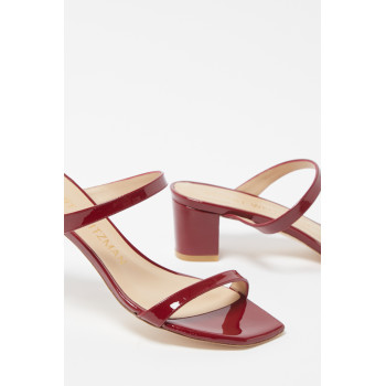 Mules à talons en cuir verni Aleena - 
Rouge  - 02 - 33702185