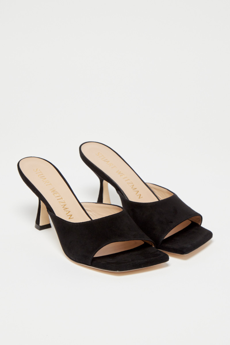 Mules à talons en nubuck Tia - Noir  - 02 - 33702189