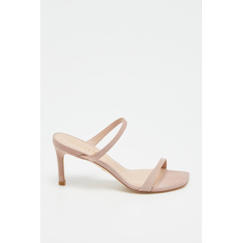 Mules à talons en cuir de chèvre Aleena 75 - Rose poudré  - 02 - 33702196