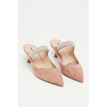 Mules à talons en nubuck New Blast - Nude - 02 - 34015807