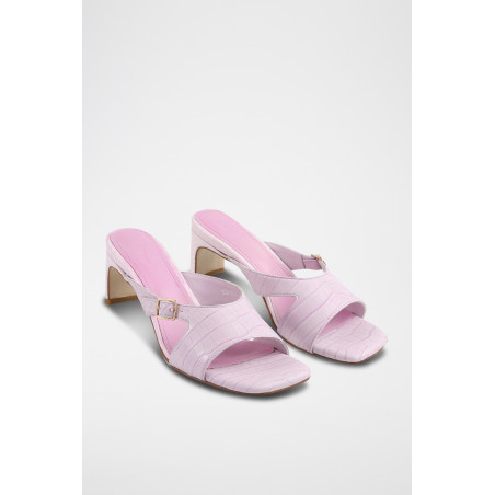 Mules à talons en cuir Hayatt - Rose - 02 - 33495906