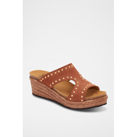 Mules compensées en nubuck Marbella - 
Marron - 02 - 33978962