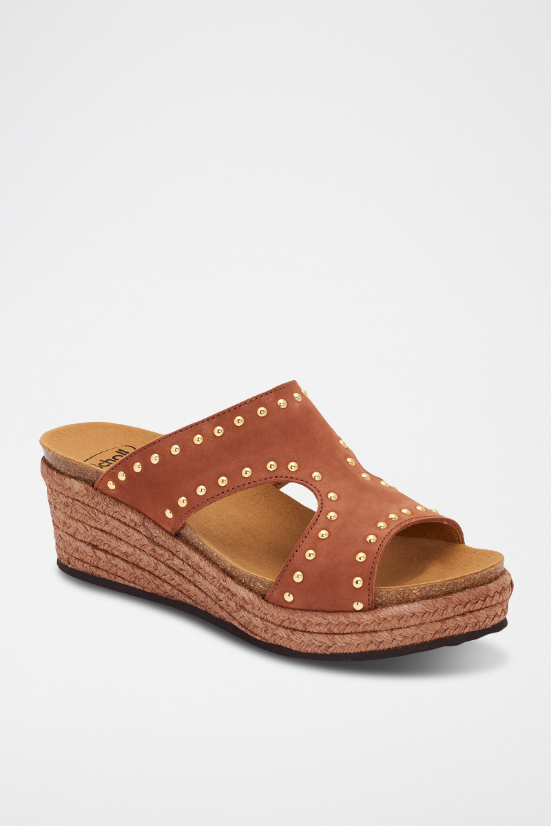 Mules compensées en nubuck Marbella - 
Marron - 02 - 33978962