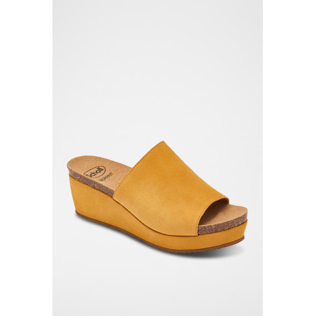 Mules compensées en nubuck Malaga - 
Ocre - 02 - 33979039