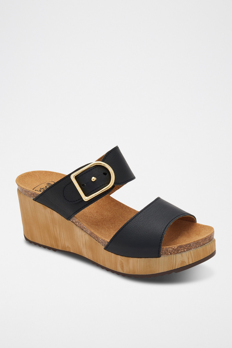 Mules compensées en cuir Ortona - 
Noir - 02 - 33979041