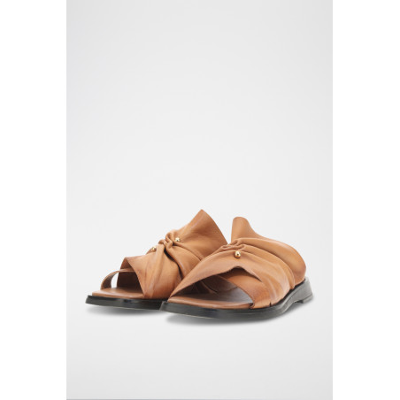 Mules en cuir de mouton Masha - Camel - 02 - 33979053