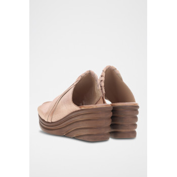 Mules compensées en cuir Athene - Rose - 02 - 33979064