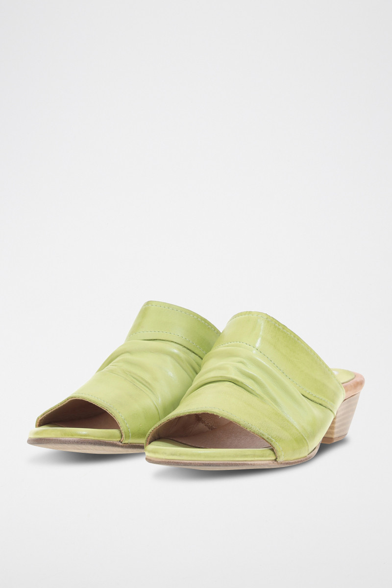 Mules à talons en cuir Candelina - Vert clair - 02 - 33979067