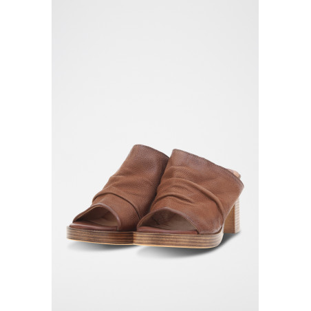 Mules à talons en cuir Maya - Marron - 02 - 33979070