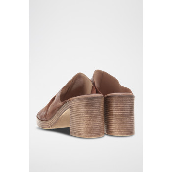 Mules à talons en cuir Maya - Marron - 02 - 33979070