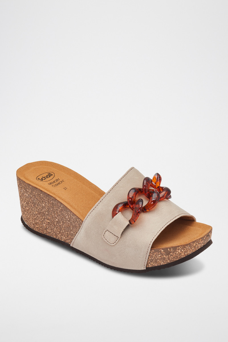 Mules compensées en cuir Ravello - 
Beige - 02 - 33979036