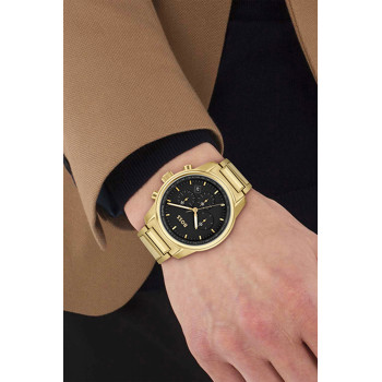 Montre à quartz en acier - Tachymètre et chronographe - Plaqué or jaune - 02 - 34131425