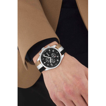 Montre à quartz en nylon - Chronographe - Noir et argenté - 02 - 34131426