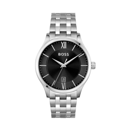 Montre à quartz en acier - Argenté et noir - 02 - 34131436