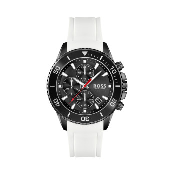 Montre à quartz en silicone - Chronographe - Blanc et noir - 02 - 34131437