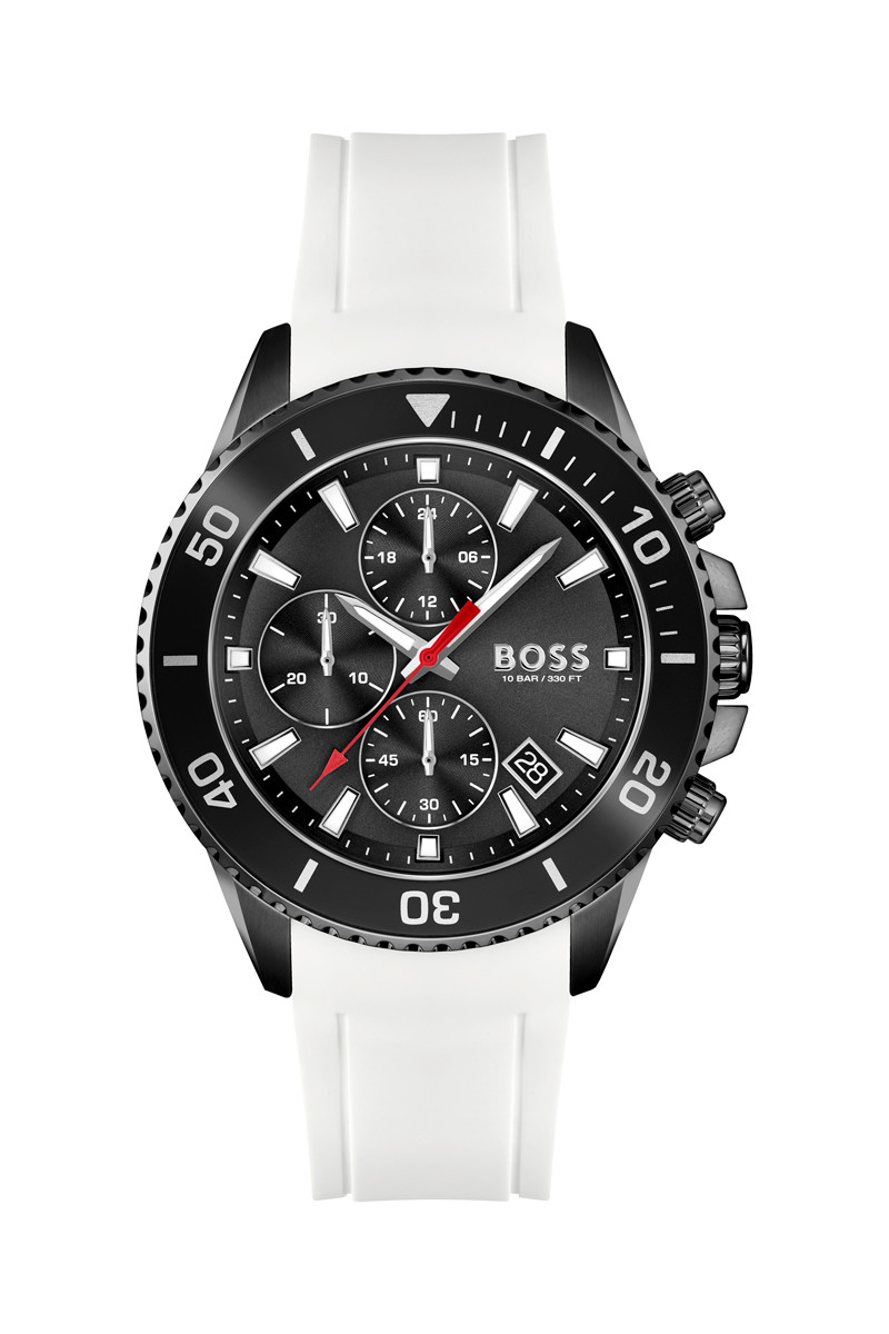 Montre à quartz en silicone - Chronographe - Blanc et noir - 02 - 34131437