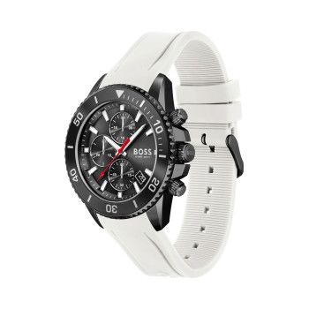 Montre à quartz en silicone - Chronographe - Blanc et noir - 02 - 34131437