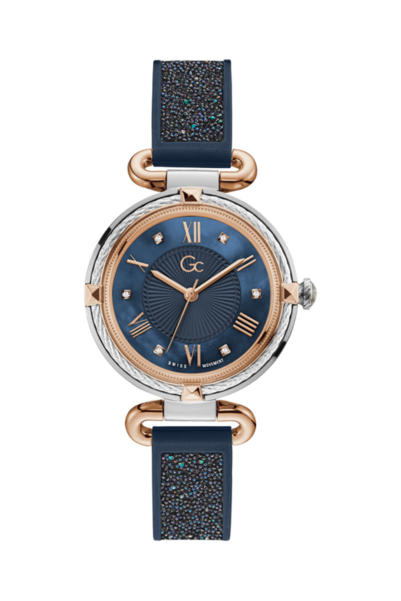 Montre à quartz en silicone ornée de cristaux Swarovski - Bleu marine et argenté - 02 - 34131563