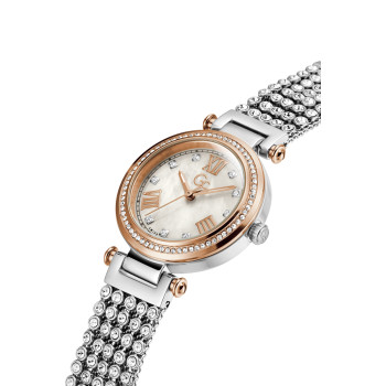 Montre à quartz en acier ornée de cristaux Swarovski - Argenté et doré rose masqué pour offre black week - 02 - 34131580