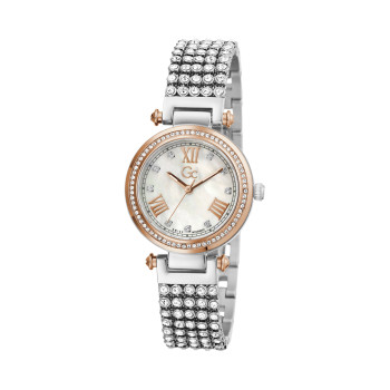 Montre à quartz en acier ornée de cristaux Swarovski - Argenté et doré rose masqué pour offre black week - 02 - 34131580