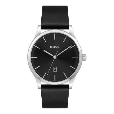 Montre à quartz en cuir - Noir et argenté - 02 - 34131620