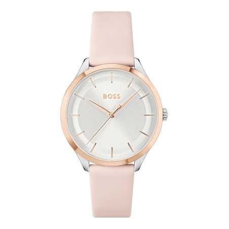 Montre à quartz en cuir - Rose et argenté - 02 - 34131630