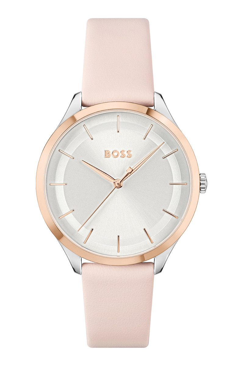 Montre à quartz en cuir - Rose et argenté - 02 - 34131630