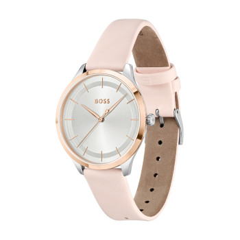 Montre à quartz en cuir - Rose et argenté - 02 - 34131630