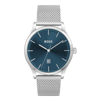 Montre à quartz en acier - Argenté et bleu - 02 - 34131634