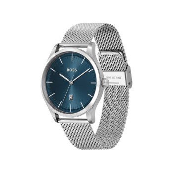 Montre à quartz en acier - Argenté et bleu - 02 - 34131634