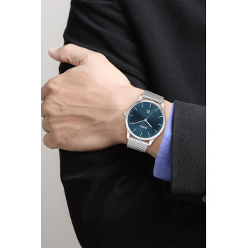 Montre à quartz en acier - Argenté et bleu - 02 - 34131634