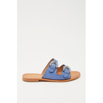 Mules en cuir Hazaline - Bleu - 02 - 33927252