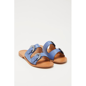 Mules en cuir Hazaline - Bleu - 02 - 33927252