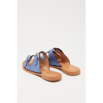 Mules en cuir Hazaline - Bleu - 02 - 33927252