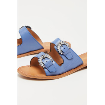 Mules en cuir Hazaline - Bleu - 02 - 33927252