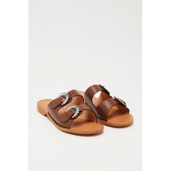 Mules en cuir Hazaline - Marron - 02 - 33927254