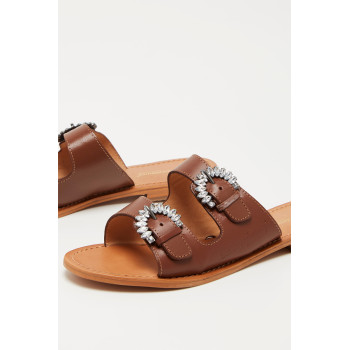 Mules en cuir Hazaline - Marron - 02 - 33927254