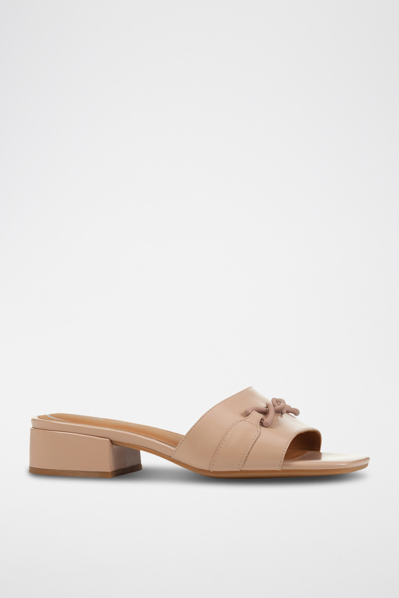 Mules à talons en cuir D Genziana - Nude - 02 - 33973470