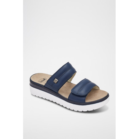 Mules plateformes en cuir Camaiore - 
Bleu - 02 - 33979034