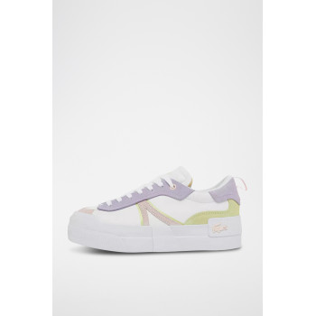 Baskets plateformes en nubuck L004 - Blanc et mauve - 02 - 34205131